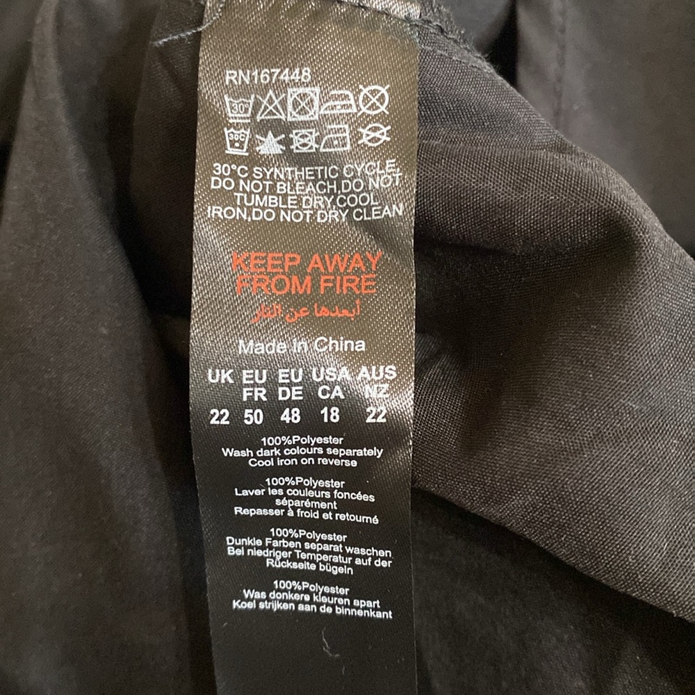 Boohoo Black Tie-Front Long Sleeve Smock Top, Plus Size 18 - Picture 8 of 9